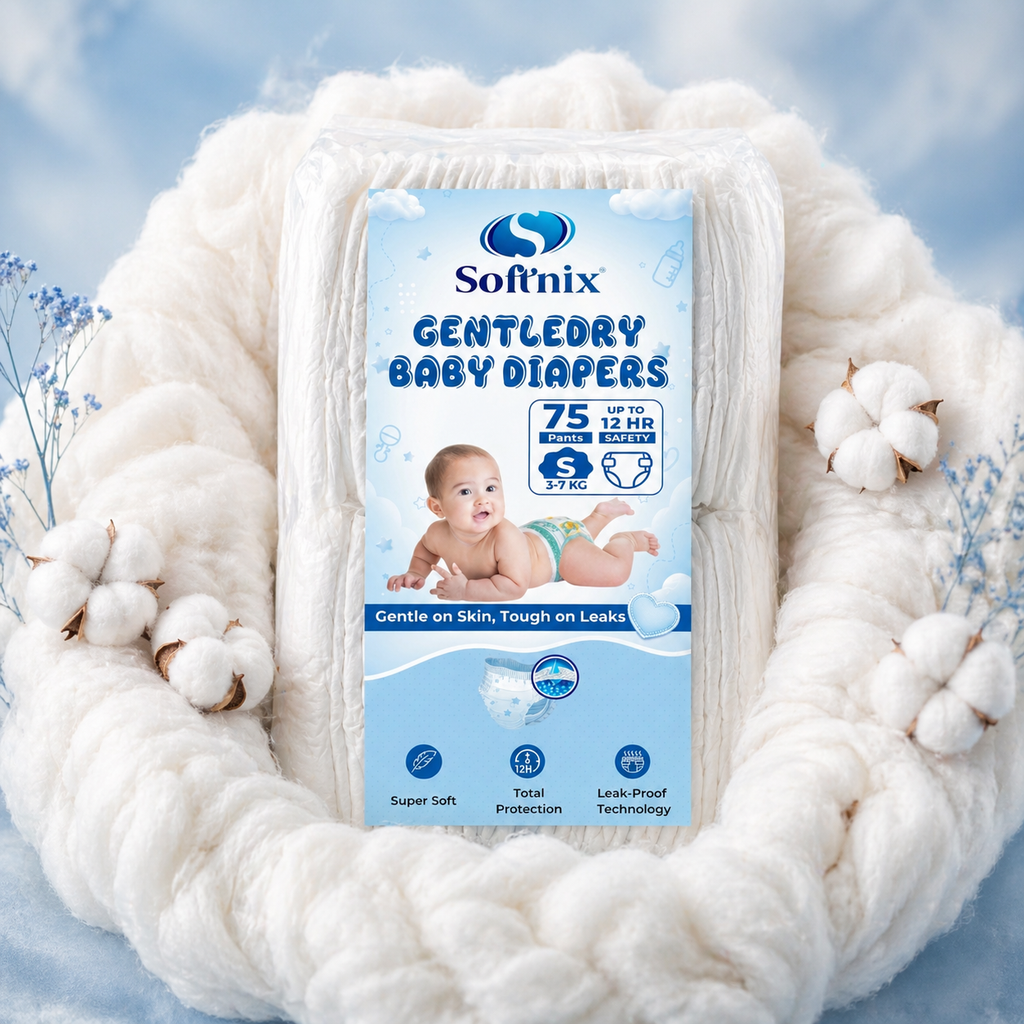 Sofnix GentleDry Pants Diapers – S Size (3–7 kg), Ultra Comfort 75 pcs