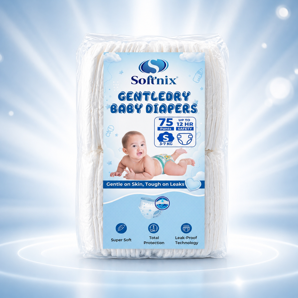 Sofnix GentleDry Diaper Pants S (3–7 kg) – Super Soft & Absorbent 75 Pack